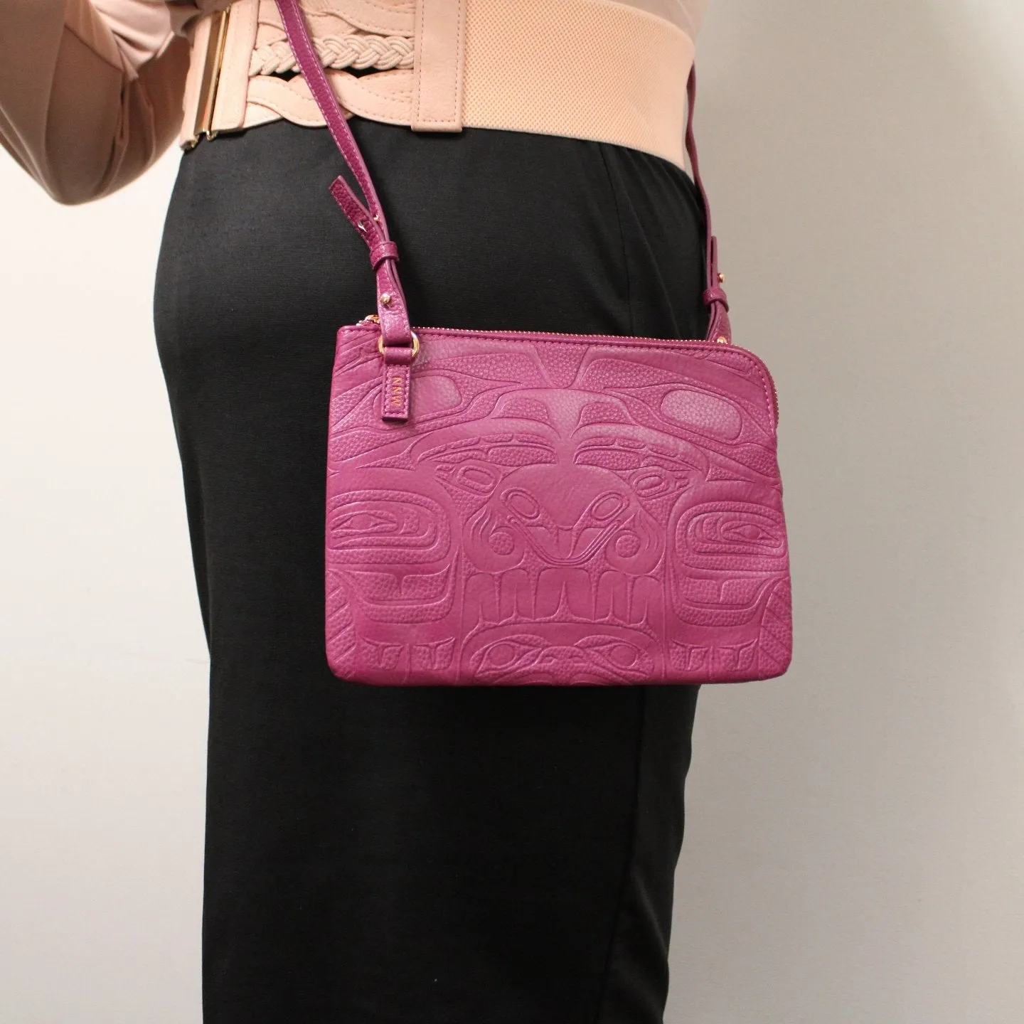 Embossed Thunderbird and Whale Vegan Leather Bag