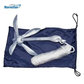 Folding Grapnel Boat Anchor System with Anchor Rope for Small Boats