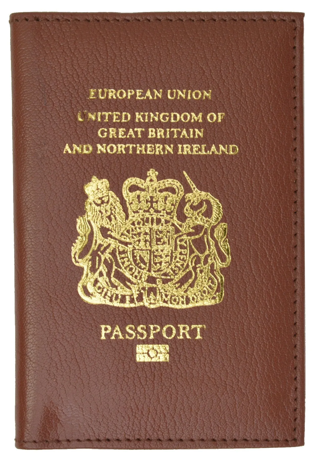 Genuine Leather Passport Wallet Credit card Holder with British Emblem Imprint for International Travel 601 UK