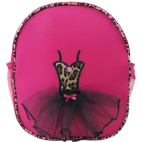 Girls Hot Pink Leopard Ballet Tutu Dress Detail Stylish Backpack