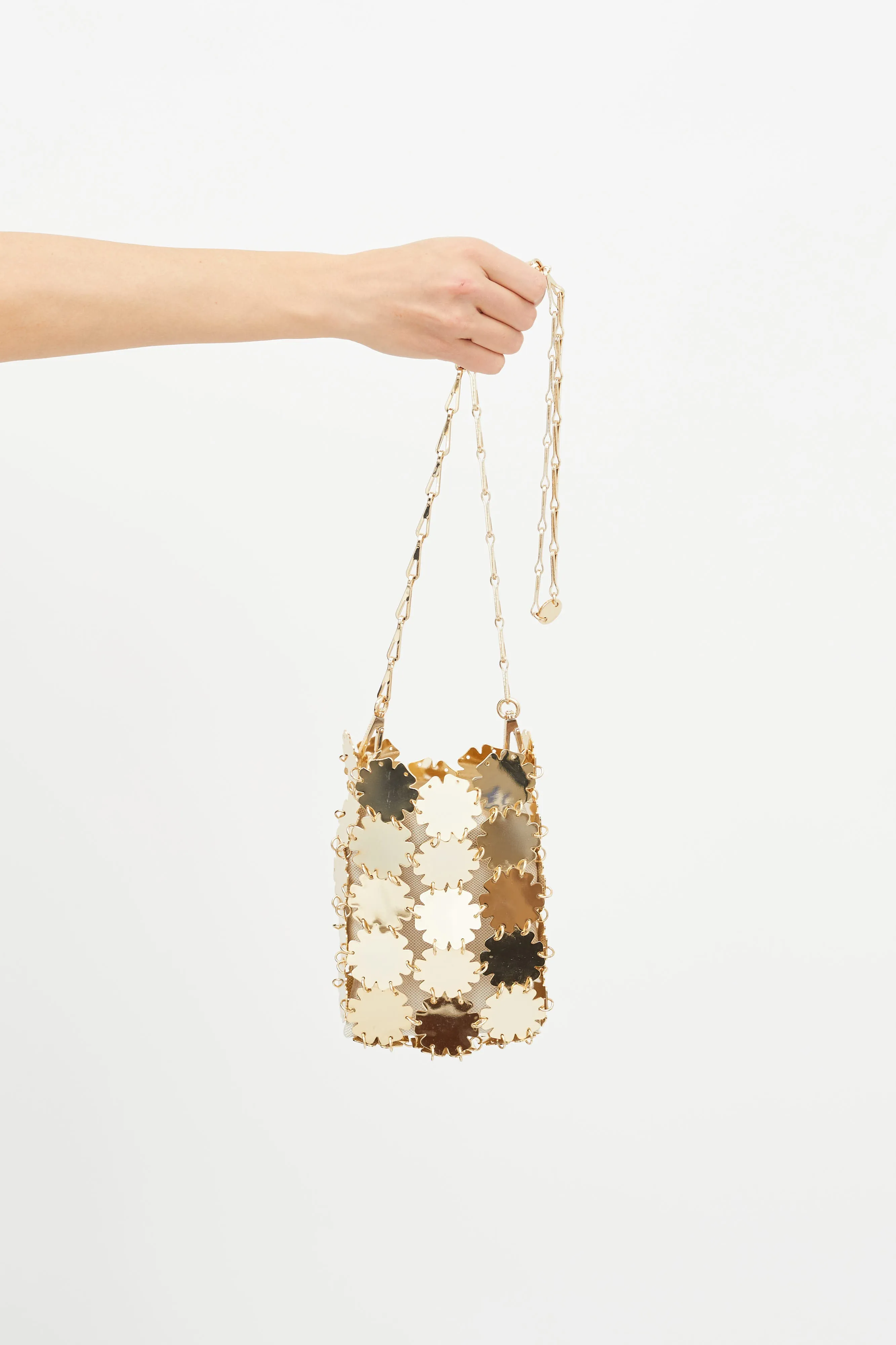 Gold-Tone Metal Flower Chain Bag