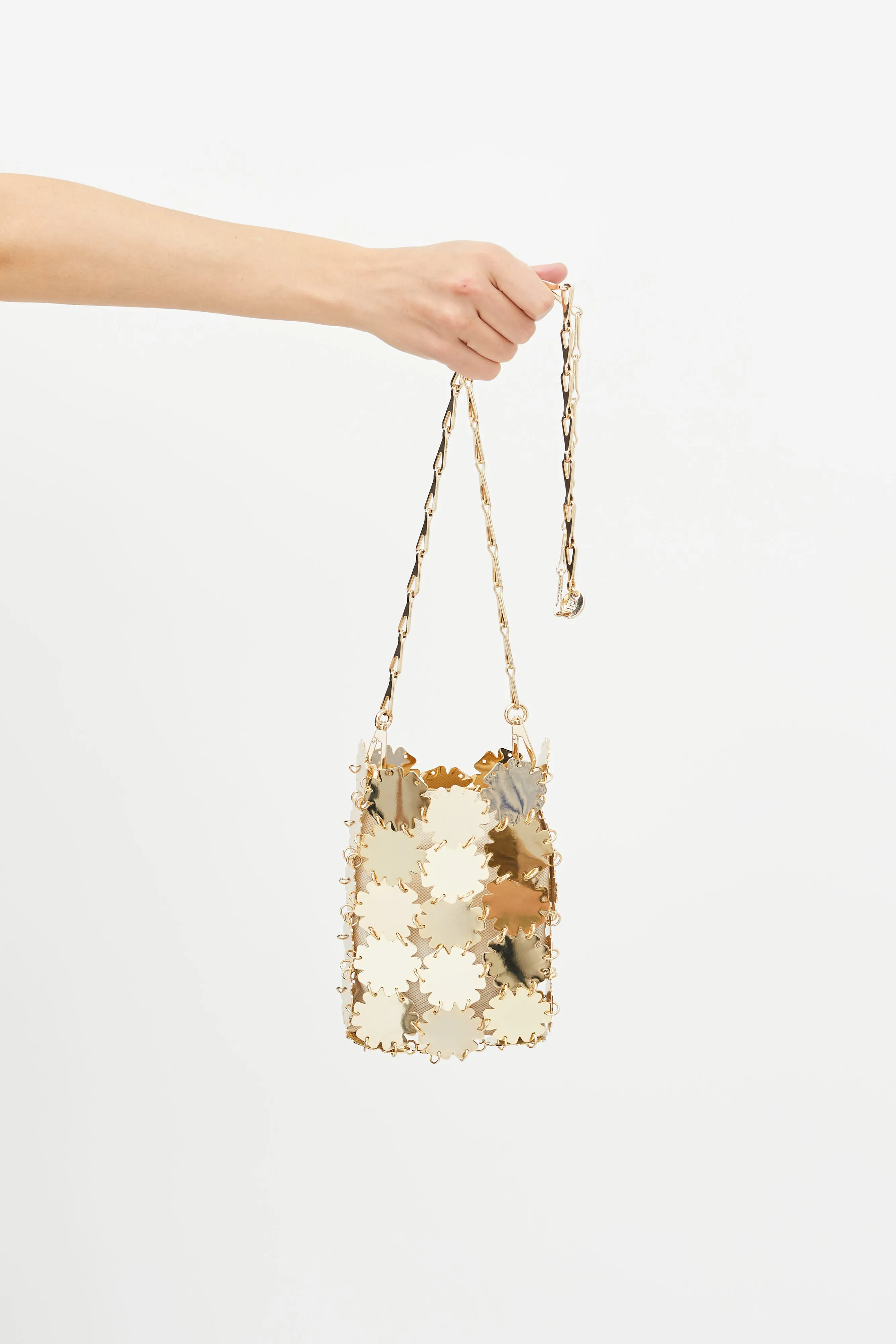 Gold-Tone Metal Flower Chain Bag