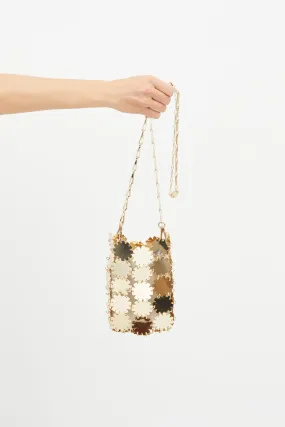 Gold-Tone Metal Flower Chain Bag