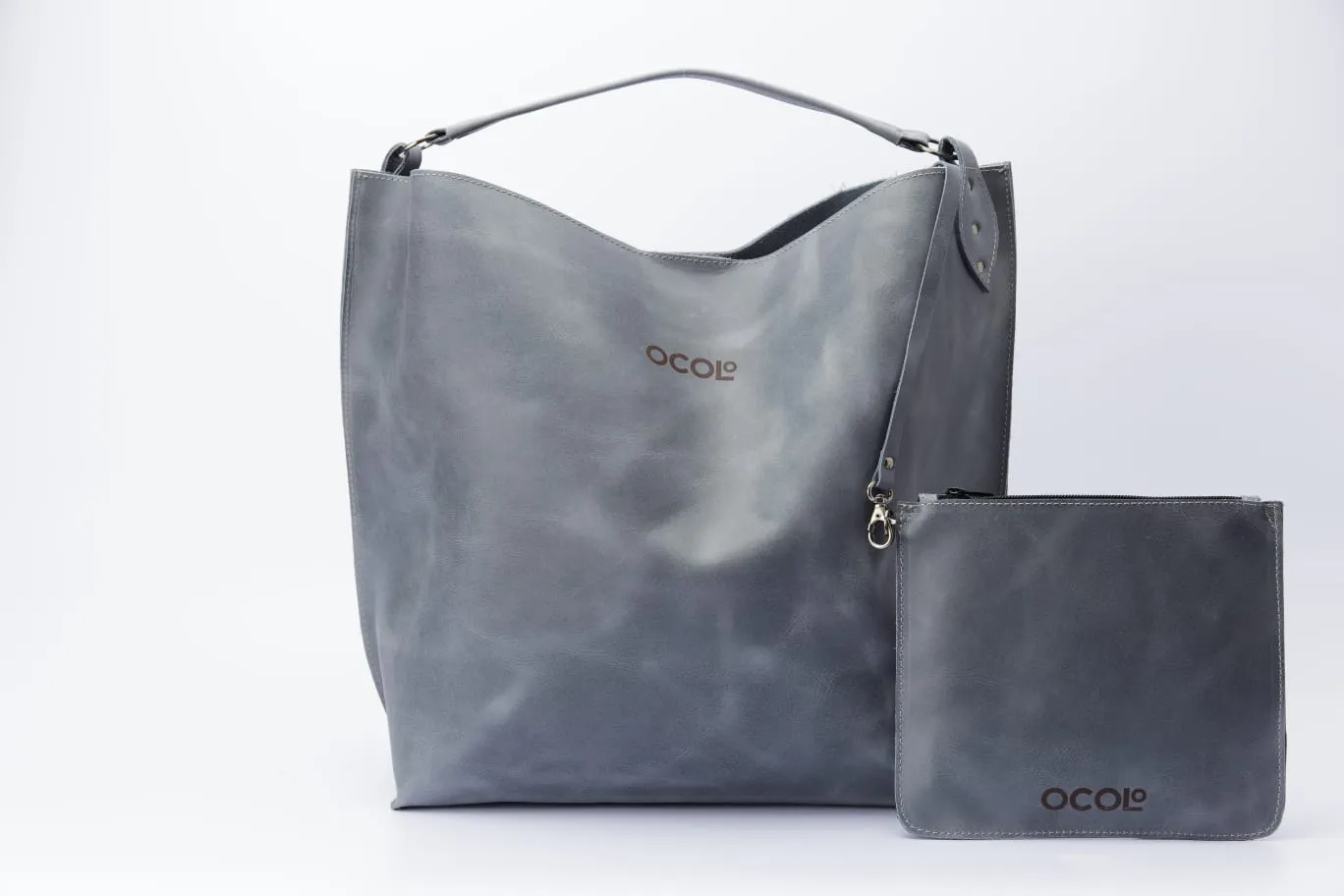 Grey Tote Leather Bag