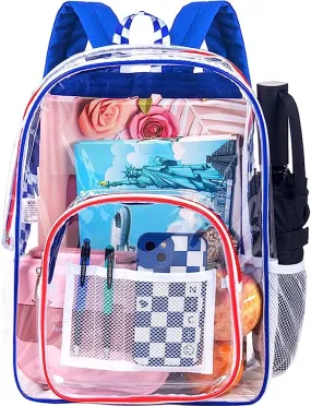 Heavy Duty Blue See Through Clear Trendy Backpack