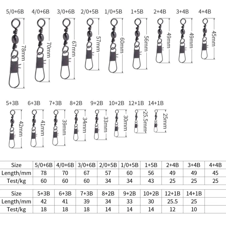 HENGJIA SS007 50pcs/bag B-pin Connector 8 Shape Swivel Loop Accessories, Specification: 2/0 5B (57mm)