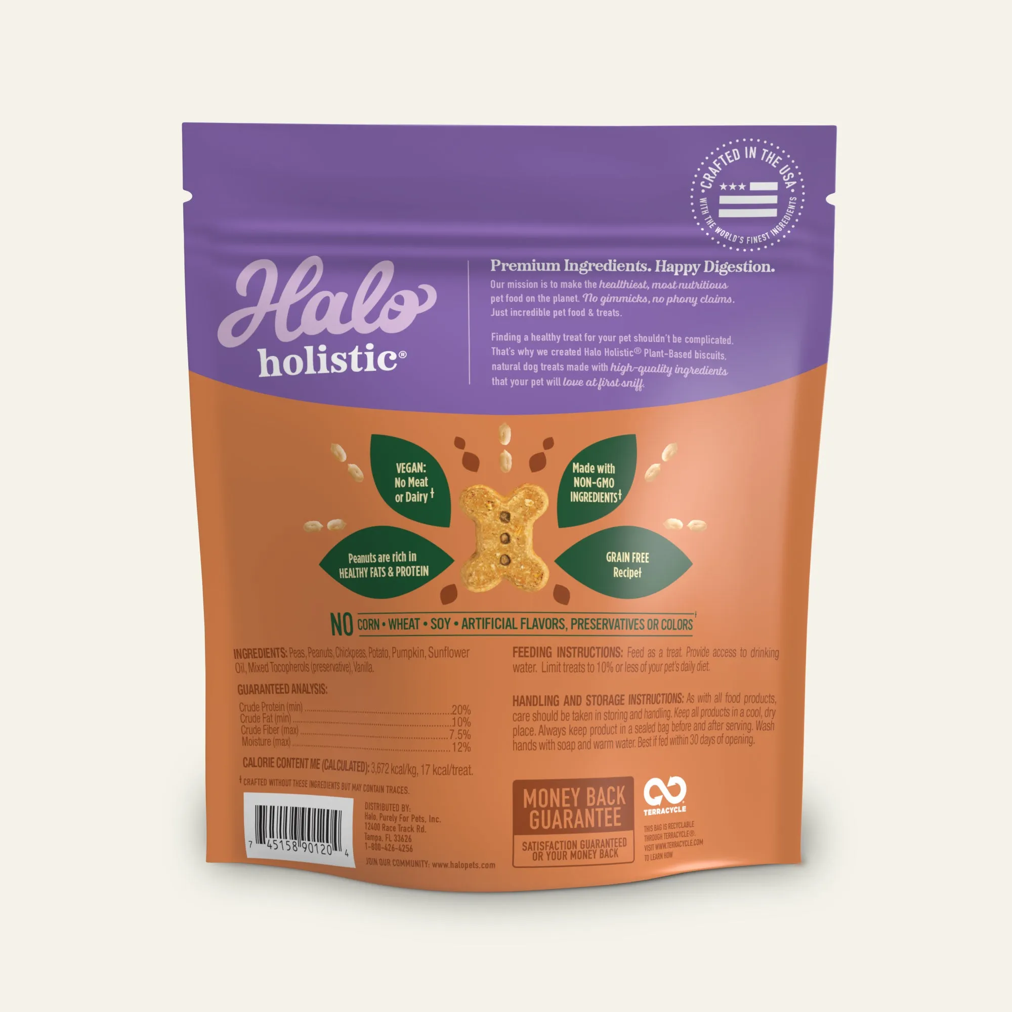 Holistic Plant Based with Peanut & Pumpkin Dog Biscuits 8 oz