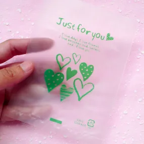 Kawaii Semi Clear Gift Bags "Just For You" Semi Transparent Plastic Gift Wrapping Bags with Heart (20 pcs) (10cm x 12.5cm) GB001