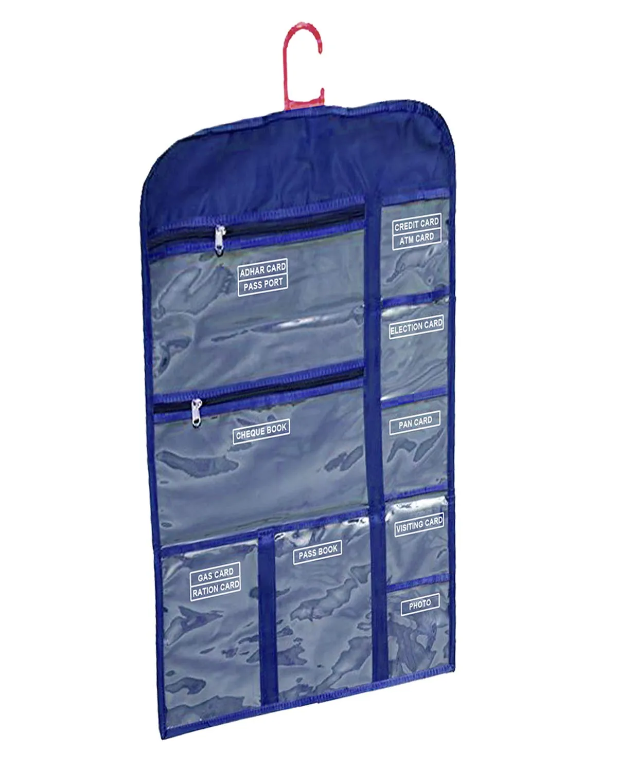 Kuber Industries Satin Multi Utility Wall Hanging for Document Organizer Passport Aadhar, Voter Id, Document Holder (Blue) - CTKTC030991