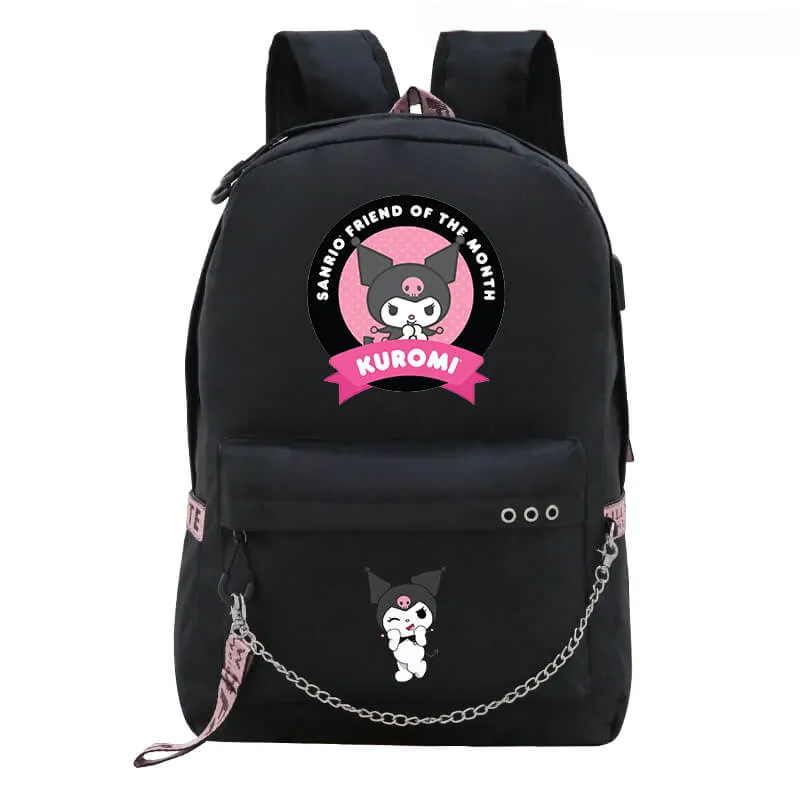 Kuromi Backpack 3 Pieces Print Pattern School Bag Lunchbox Pencil Bag Boys Girls