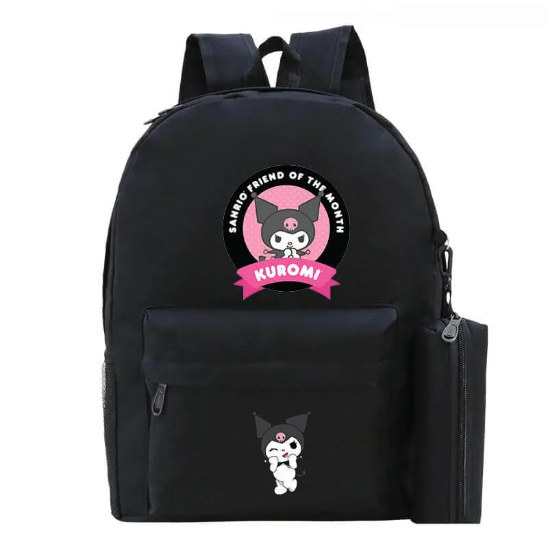 Kuromi Backpack 3 Pieces Print Pattern School Bag Lunchbox Pencil Bag Boys Girls