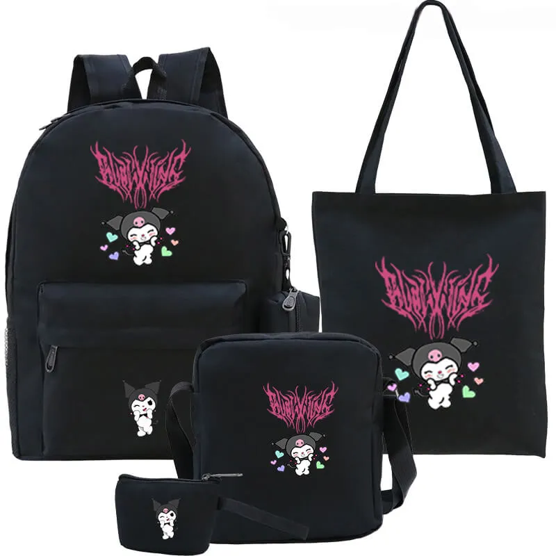 Kuromi Backpack 3 Pieces Print Pattern School Bag Lunchbox Pencil Bag Boys Girls