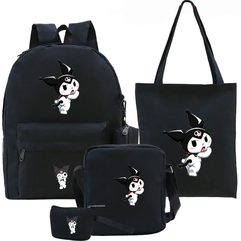 Kuromi Backpack 3 Pieces Print Pattern School Bag Lunchbox Pencil Bag Boys Girls