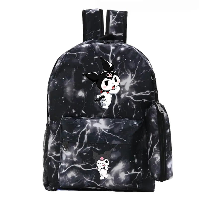 Kuromi Backpack 3 Pieces Print Pattern School Bag Lunchbox Pencil Bag Boys Girls