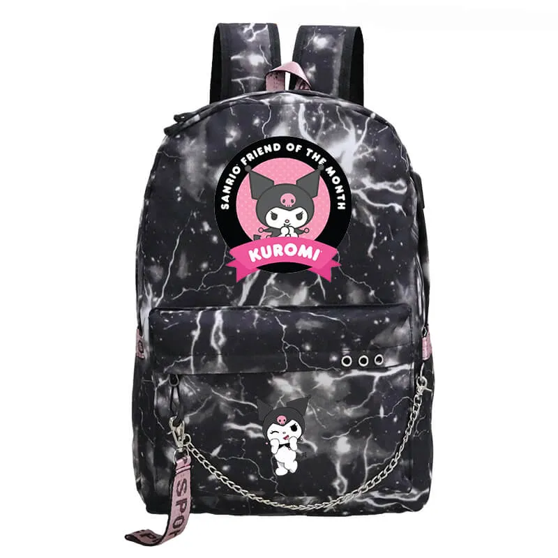 Kuromi Backpack 3 Pieces Print Pattern School Bag Lunchbox Pencil Bag Boys Girls