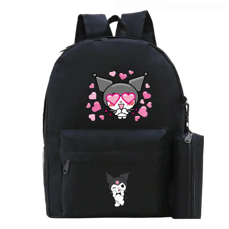 Kuromi Backpack 3 Pieces Print Pattern School Bag Lunchbox Pencil Bag Boys Girls