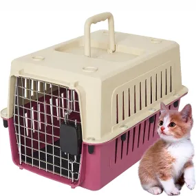 Large Portable Pet Carriers Kennel Crate Airline Approved Kitty Travel Cage for Puppy Bunny Cats, Red