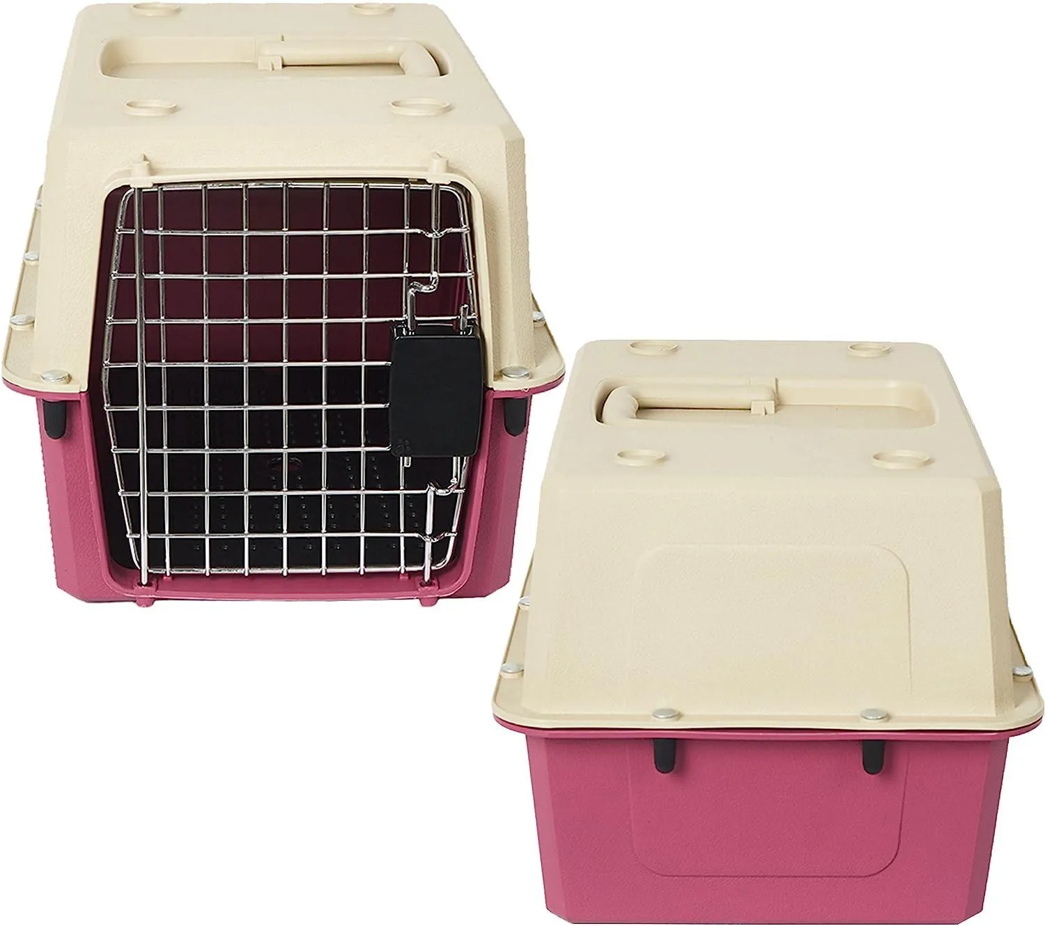 Large Portable Pet Carriers Kennel Crate Airline Approved Kitty Travel Cage for Puppy Bunny Cats, Red