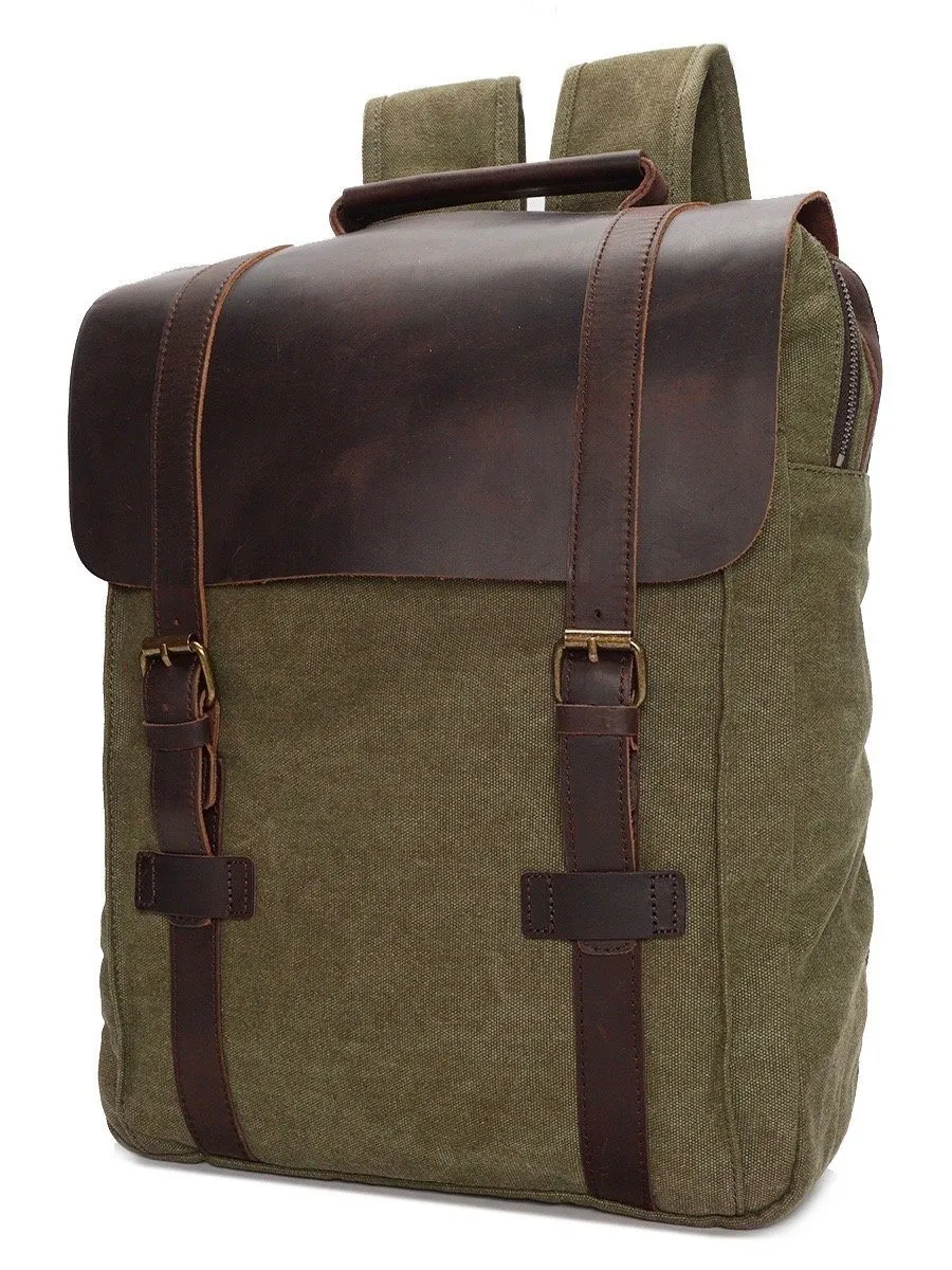 Leather Cover Olive Rucksack