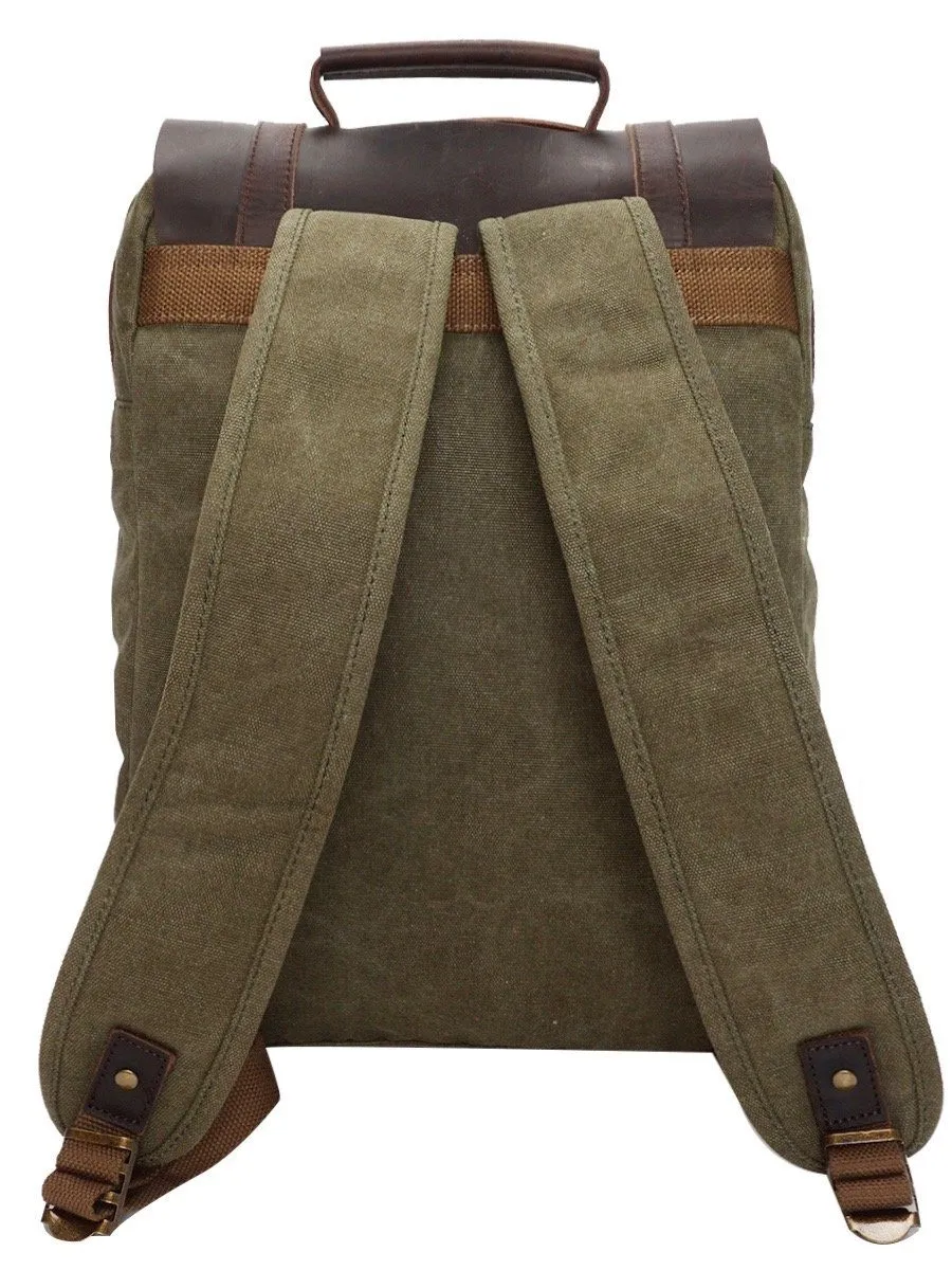 Leather Cover Olive Rucksack