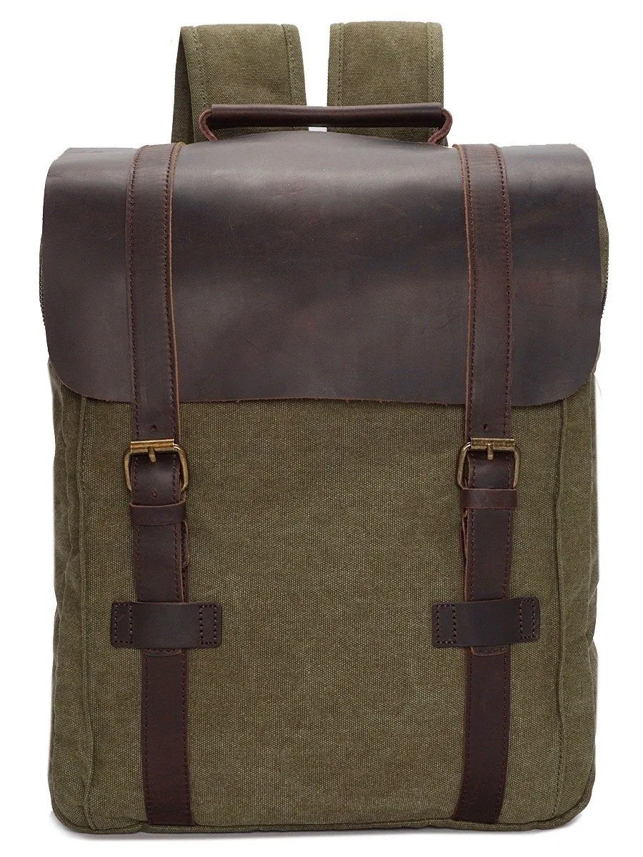 Leather Cover Olive Rucksack