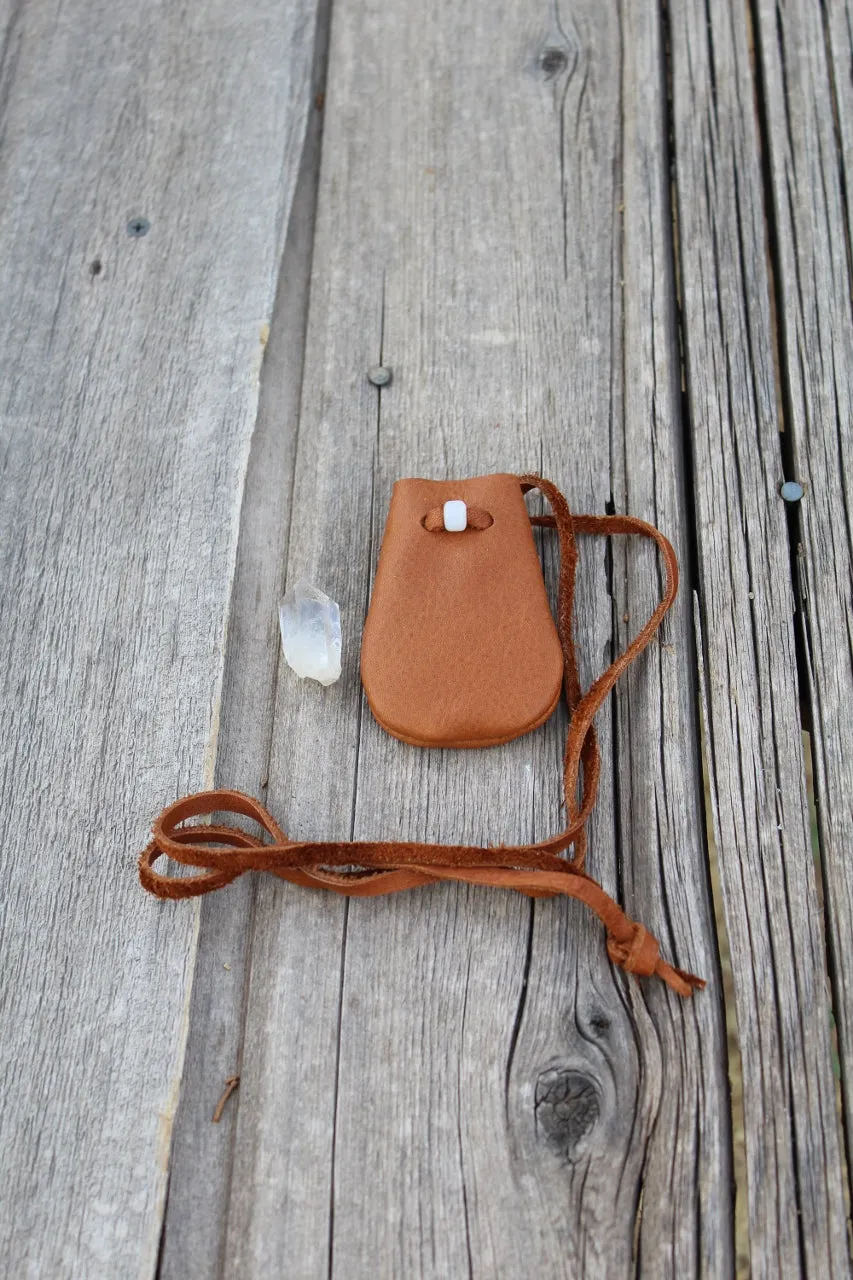 leather medicine pouch, necklace bag