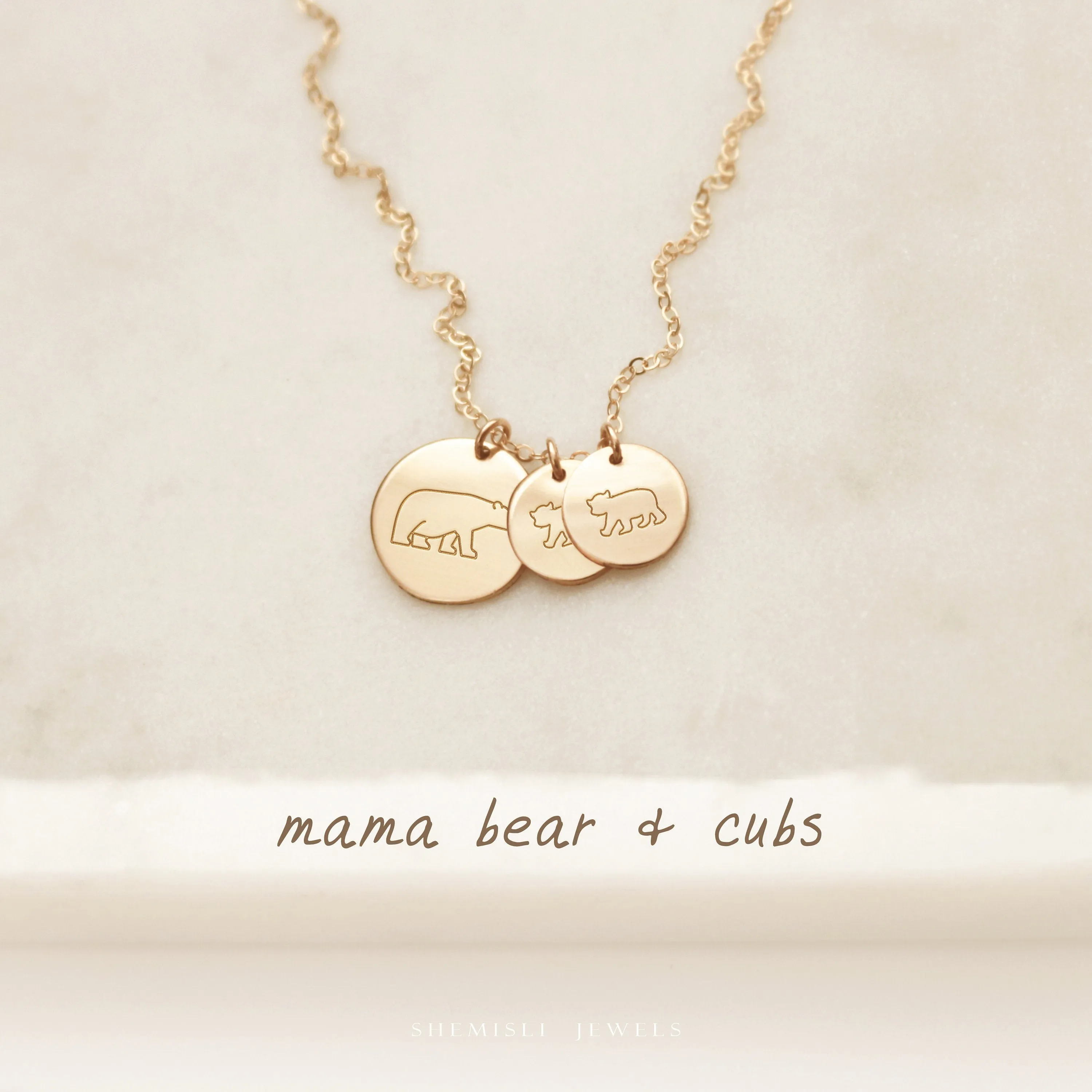 Mama Bear Necklace, Baby Shower Gift, New Mom Baby Birth Gift, Gift For Wife, Grandmother Gift, Unisex, Gold Filled, Silver • NDV9D6M-01