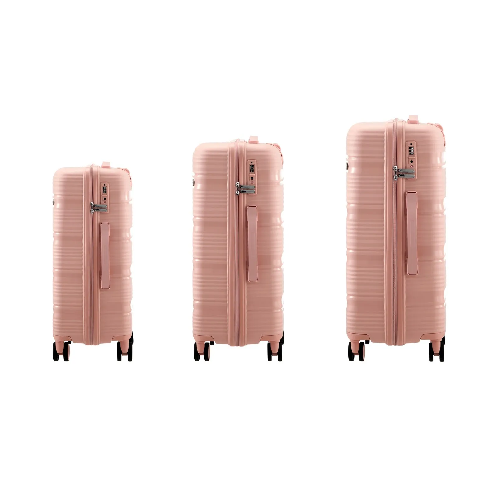 Mazam 3PCS Luggage Suitcase Trolley Set Travel PP Case TSA Lock Storage Pink