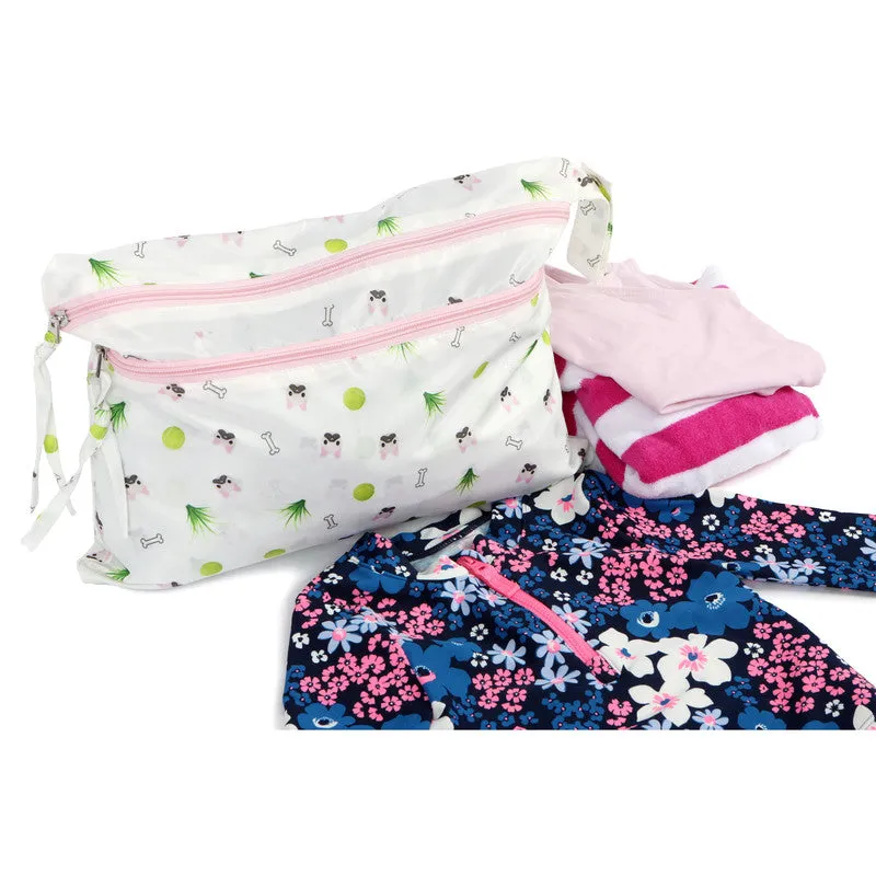 melii Waterproof Wet Bags - 100% Polyester Cloth, Ideal for Potty Training, Diapers, Swimsuits, Travel Accessories, Two Zippered Sections, Convenient Handle for Diaper Bag or Stroller, BPA Free