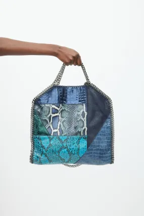 Navy & Multicolour Textured Leather & Suede Falabella Bag