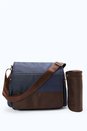 Navy And Brown Diaper Bag With Bottle Holder (2 Piece)