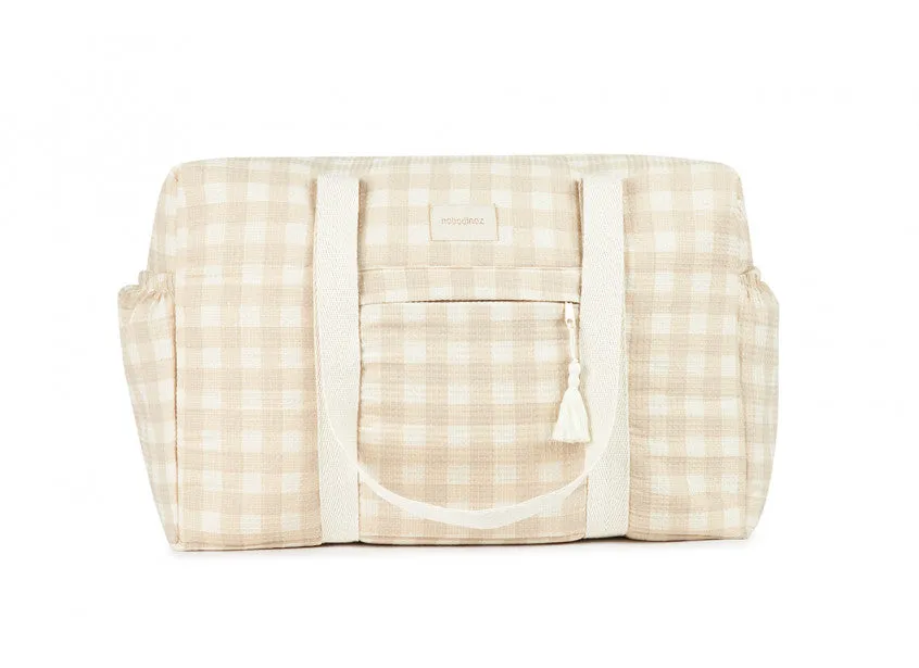 Nobodinoz Opera diaper bag Waterproof 100% organic cotton | Ivory Checks