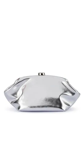 Olga Berg Tally Metallic Clutch - Silver