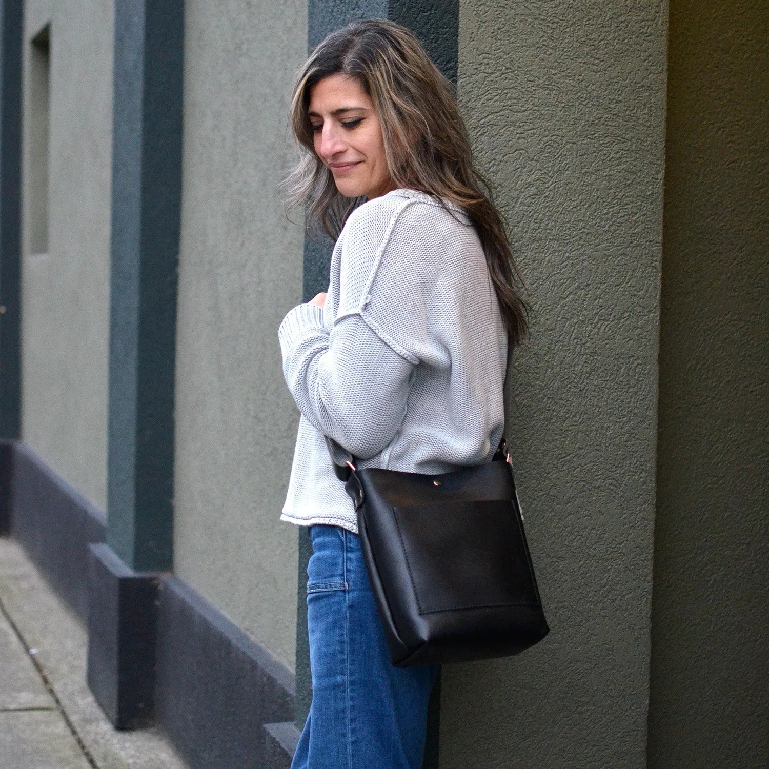 PARKER Small Convertible Crossbody - Black Leather