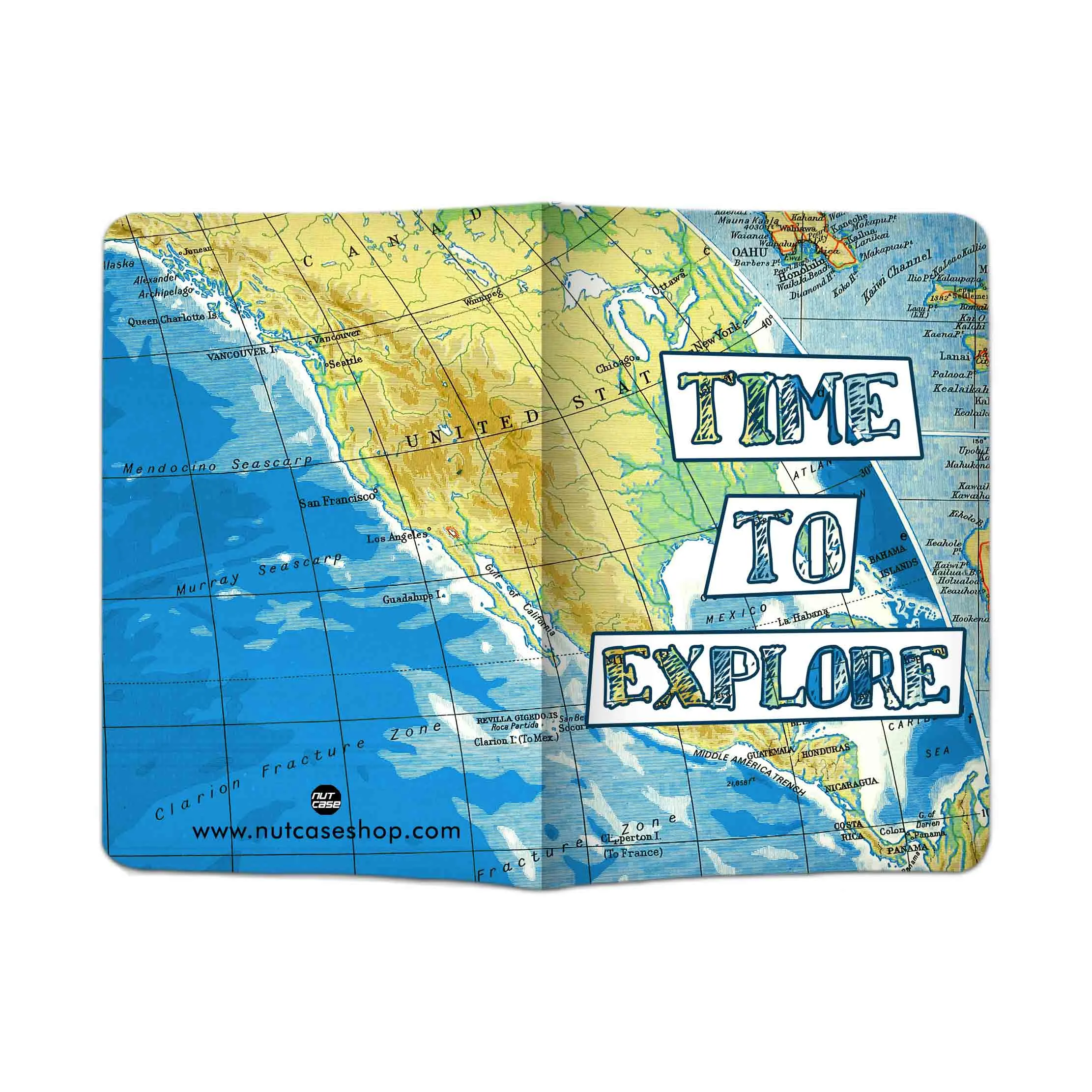 Passport Case Designer Holder Travel Case With Luggage Tag - Time To Explore Map