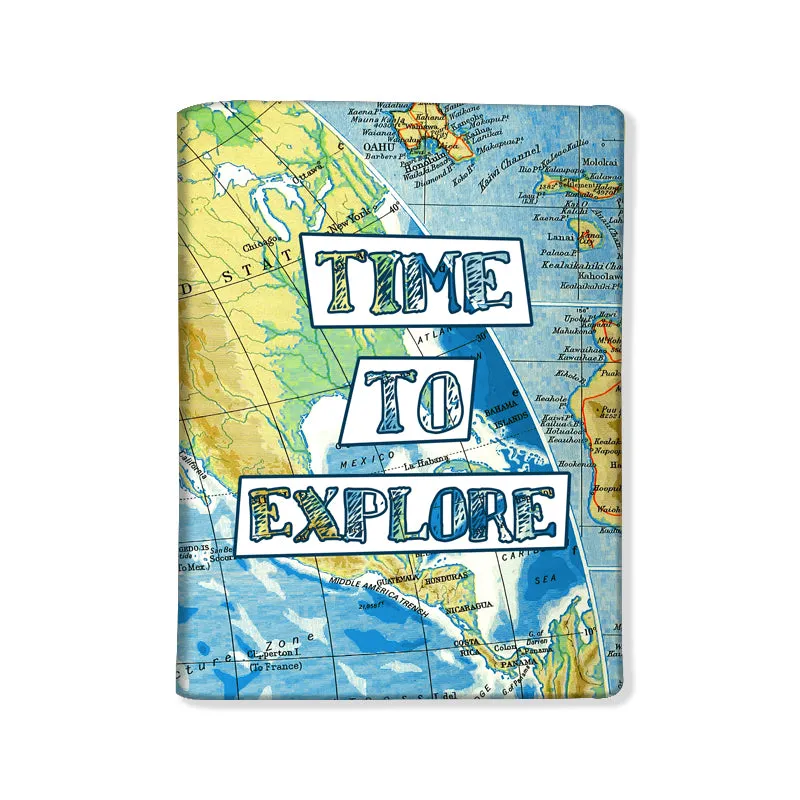 Passport Case Designer Holder Travel Case With Luggage Tag - Time To Explore Map