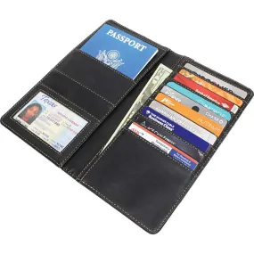 Passport Cover Black Leather Organizer Travel Wallet ID Holder Money Case