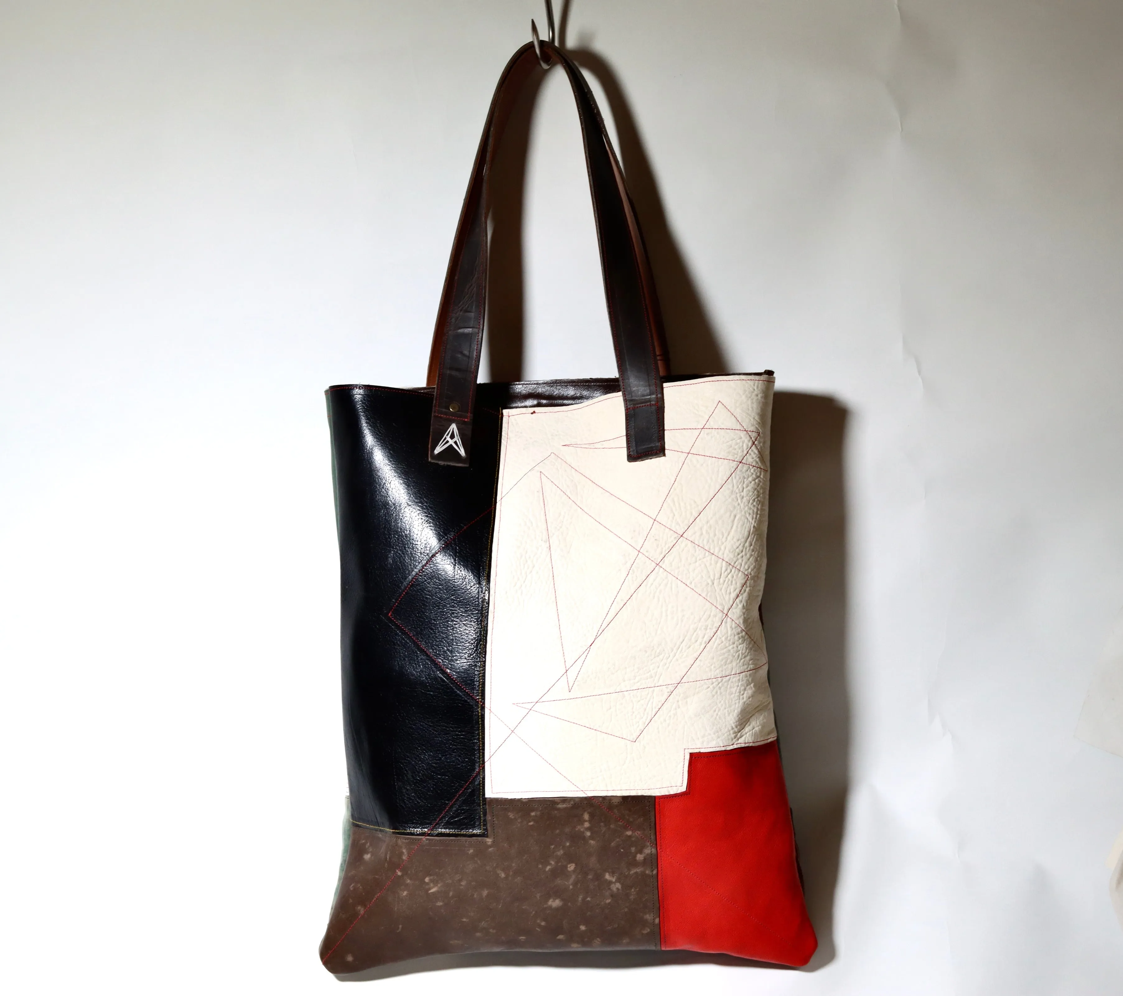 Patch tote | mixed leather samples