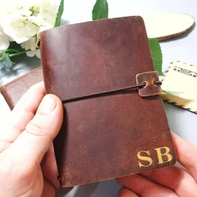 Personalised Refillable Leather Journal I Birthday Travel Book Gift