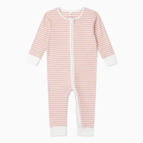 Pink Stripe Ribbed Clever Zip Snug Fit Pajamas