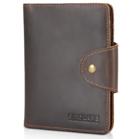 Polare Full Grain Leather Slim and Soft RFID Blocking wallet For Men Snap Bifold Travel Wallet Passport Holders 2 Passports