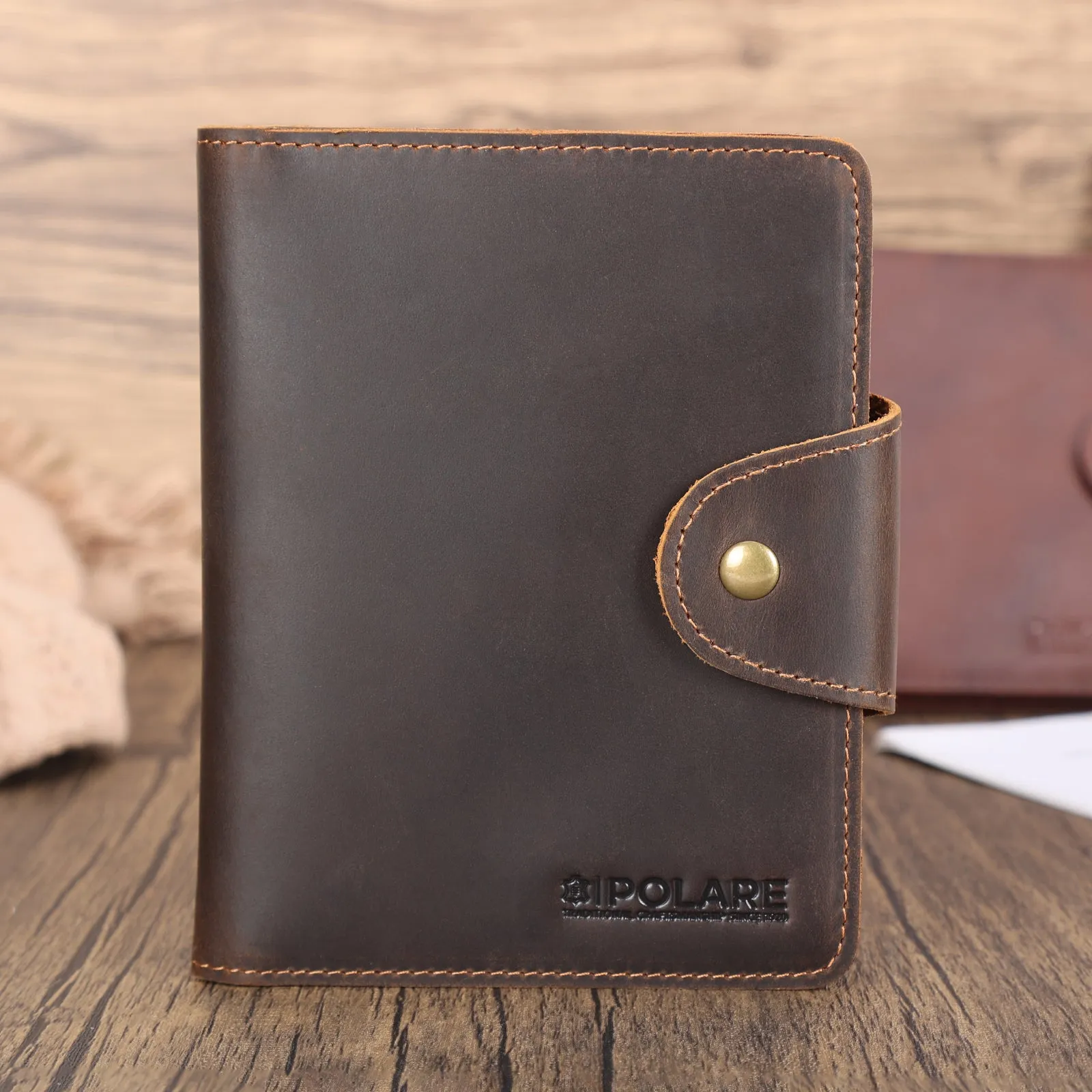 Polare Full Grain Leather Slim and Soft RFID Blocking wallet For Men Snap Bifold Travel Wallet Passport Holders 2 Passports