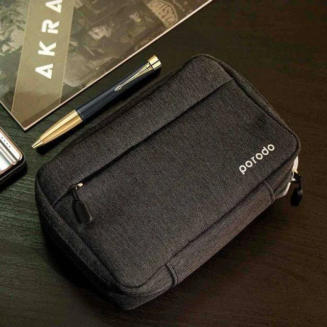 Porodo 8.2" Convenient Storage Bag IPX3 Water-Resistant Fabric (Without USB Port) - Black