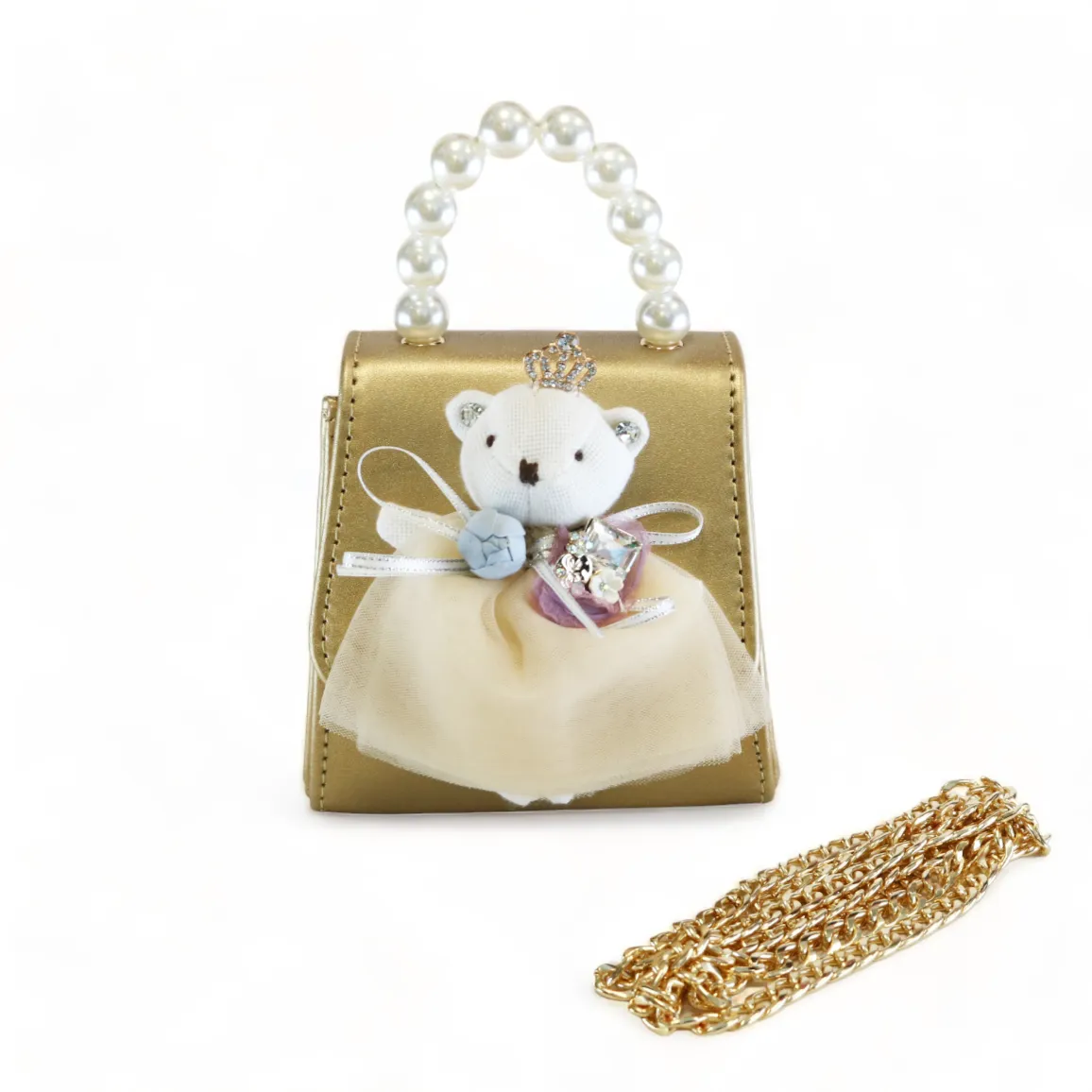 Princess Bear Leather Purse - Gold