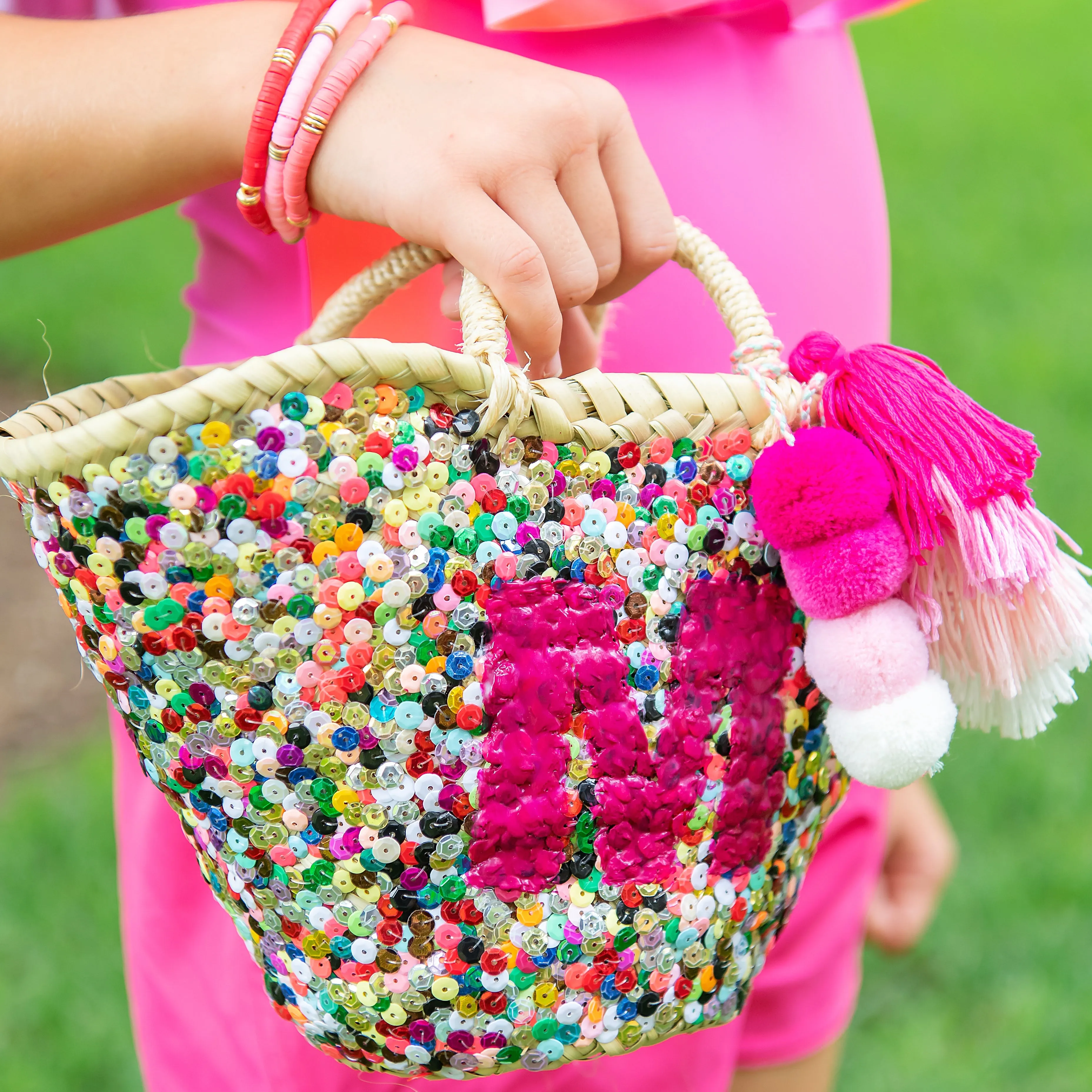 RAINBOW All-Sequin Beach Bag | Mini