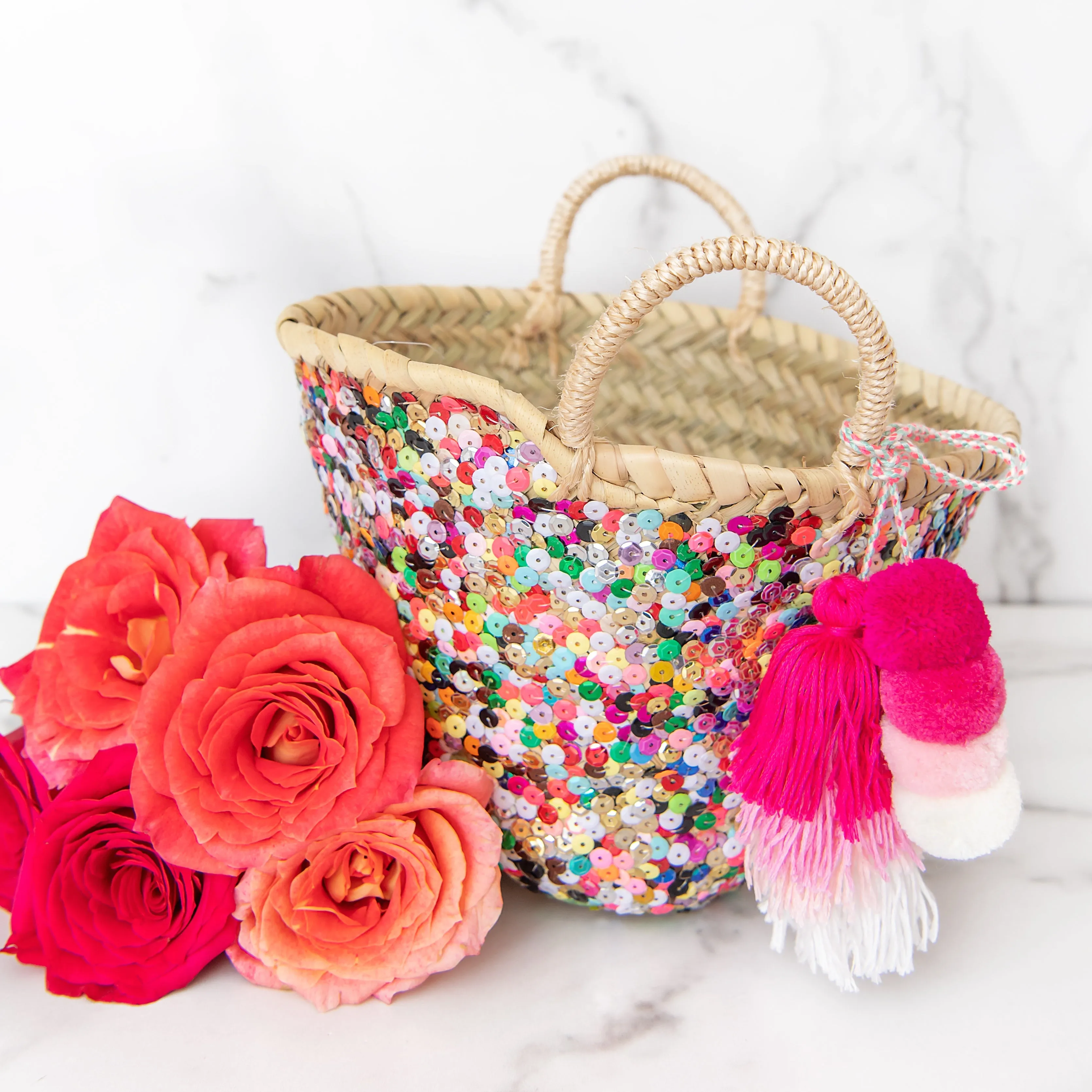 RAINBOW All-Sequin Beach Bag | Mini