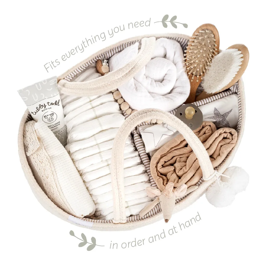 Rope Diaper Caddy/ Beige