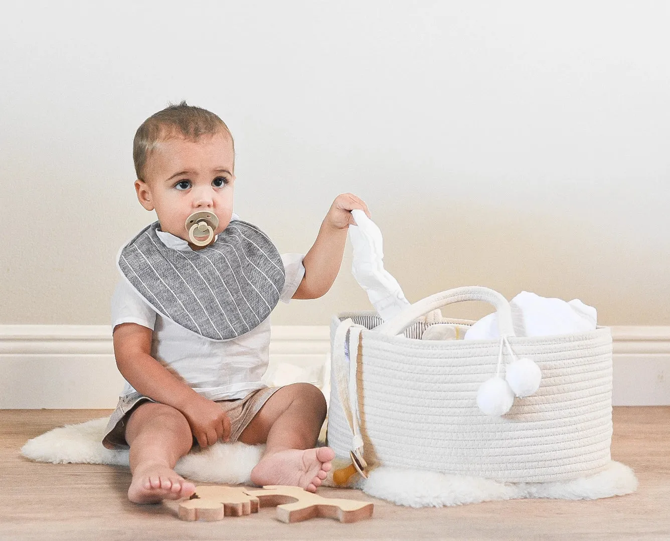 Rope Diaper Caddy/ Beige