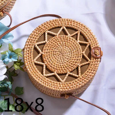 Round Rattan Straw Bag Crossbody Canteen Beach Purse Boho Bohemian Handbag Handmade Messenger Bag Natural Brown Beige Black White Colors Over 50 Different Styles!