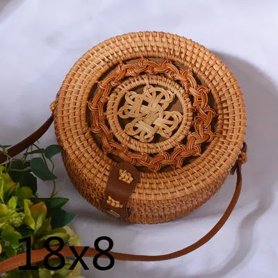 Round Rattan Straw Bag Crossbody Canteen Beach Purse Boho Bohemian Handbag Handmade Messenger Bag Natural Brown Beige Black White Colors Over 50 Different Styles!